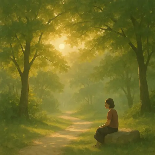 Peaceful natural setting with soft sunlight, conveying warmth and affection.