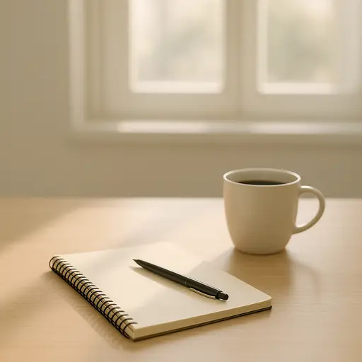 Minimalist desk space reflecting focus and creative work environment.